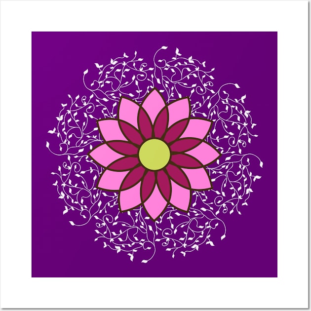 Mandala pattern with flower Wall Art by Mayathebeezzz